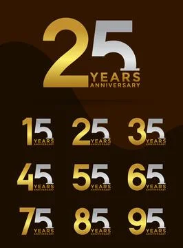 Set of Anniversary logotype and silver gold color with brown background for.. Stock Illustration