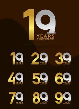 Set of Anniversary logotype and silver gold color with brown background for.. Stock Illustration