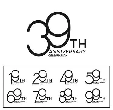 Set of anniversary logotype black flat color special edition on white backg.. Stock Illustration