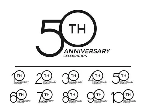 Set of anniversary logotype black flat color special edition on white backg.. Stock Illustration