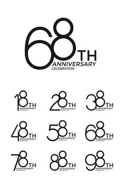 Set of anniversary logotype black flat color special edition on white backg.. Stock Illustration