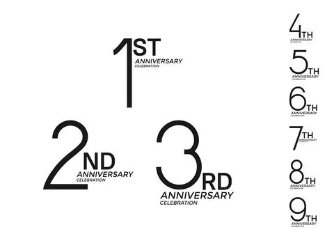 Set of anniversary logotype black flat color special edition on white backg.. Stock Illustration