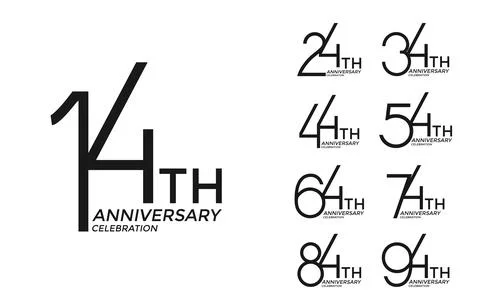 Set of anniversary logotype black flat color special edition on white backg.. Stock Illustration