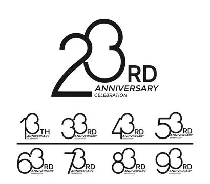 Set of anniversary logotype black flat color special edition on white backg.. Stock Illustration