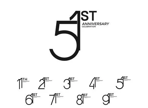 Set of anniversary logotype black flat color special edition on white backg.. Stock Illustration