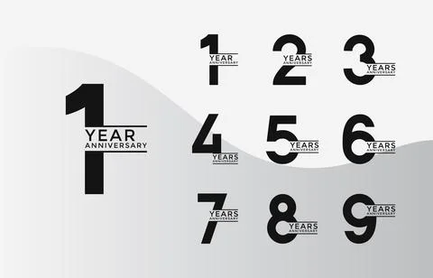 Set of Anniversary logotype flat black color with white background for cele.. Stock Illustration