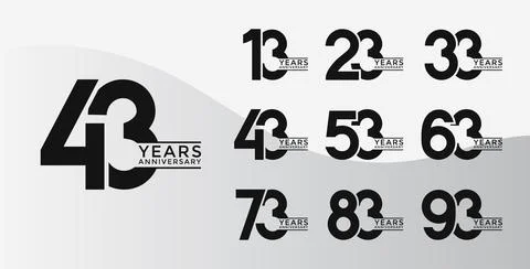 Set of Anniversary logotype flat black color with white background for cele.. Illustrazione stock