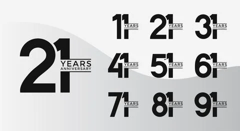 Set of Anniversary logotype flat black color with white background for cele.. Stock Illustration