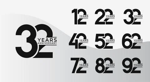 Set of Anniversary logotype flat black color with white background for cele.. Stock Illustration