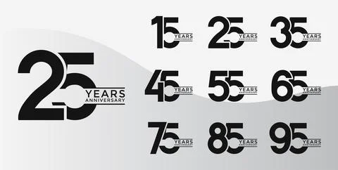 Set of Anniversary logotype flat black color with white background for cele.. Stock Illustration