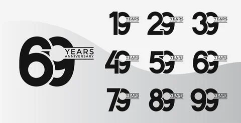Set of Anniversary logotype flat black color with white background for cele.. Stock Illustration
