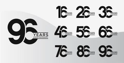 Set of Anniversary logotype flat black color with white background for cele.. Illustrazione stock
