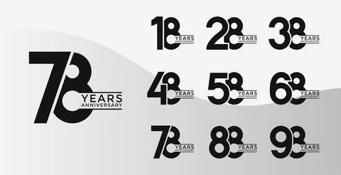 Set of Anniversary logotype flat black color with white background for cele.. Illustrazione stock