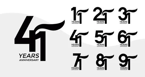Set of Anniversary logotype flat black color with white background for cele.. Stock Illustration