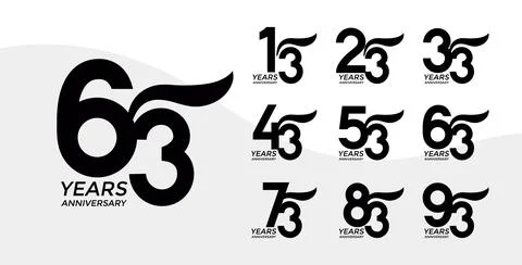 Set of Anniversary logotype flat black color with white background for cele.. Illustrazione stock