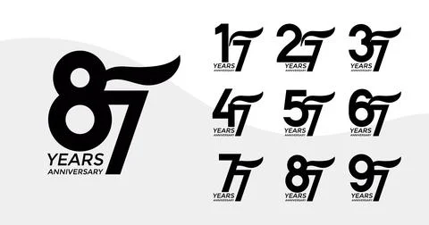 Set of Anniversary logotype flat black color with white background for cele.. Stock Illustration