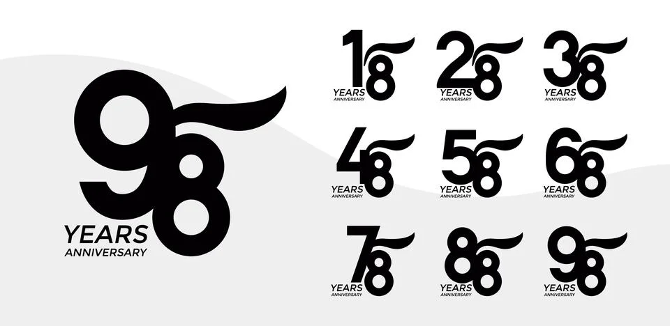 Set of Anniversary logotype flat black color with white background for cele.. Stock Illustration