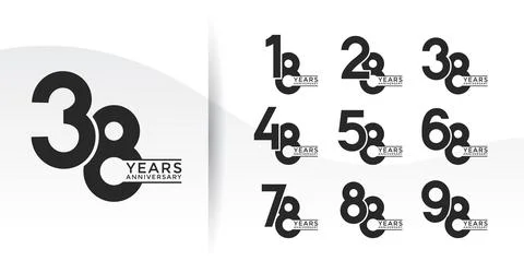 Set of Anniversary logotype flat black color with white background for cele.. Stock Illustration