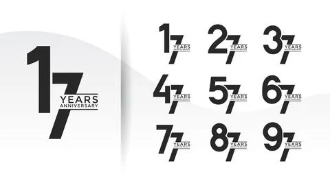 Set of Anniversary logotype flat black color with white background for cele.. Stock Illustration