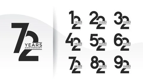 Set of Anniversary logotype flat black color with white background for cele.. Stock Illustration
