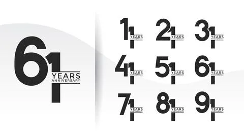 Set of Anniversary logotype flat black color with white background for cele.. Stock Illustration