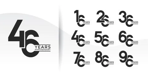 Set of Anniversary logotype flat black color with white background for cele.. Stock Illustration