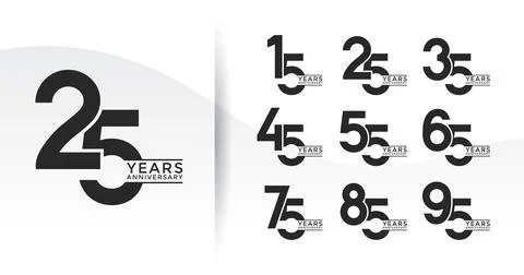 Set of Anniversary logotype flat black color with white background for cele.. Stock Illustration