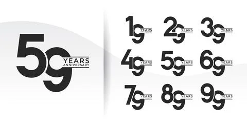 Set of Anniversary logotype flat black color with white background for cele.. Stock Illustration