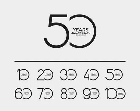 Set anniversary logotype with flat black color on white background for grea.. Stock Illustration