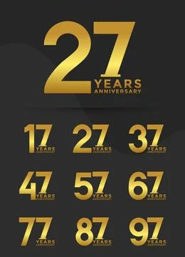 Set of Anniversary logotype golden color with black background for celebratio Stock Illustration