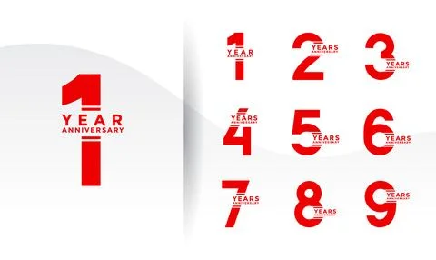 Set anniversary logotype red flat color on white background for celebration.. Stock Illustration