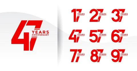 Set anniversary logotype red flat color on white background for celebration.. Stock Illustration