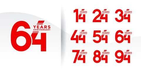 Set anniversary logotype red flat color on white background for celebration.. Stock Illustration