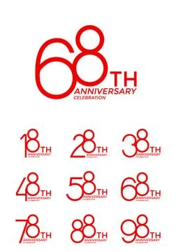 Set of anniversary logotype red flat color special edition on white backgro.. Stock Illustration