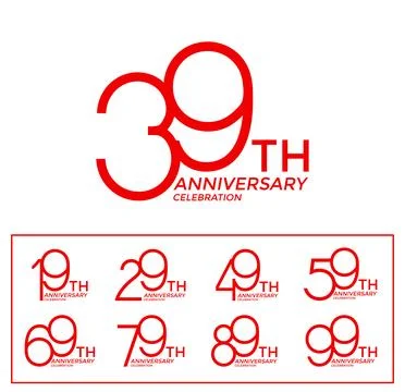 Set of anniversary logotype red flat color special edition on white backgro.. Stock Illustration