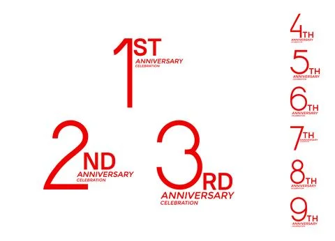 Set of anniversary logotype red flat color special edition on white backgro.. Stock-Illustration