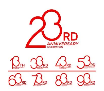 Set of anniversary logotype red flat color special edition on white backgro.. Stock Illustration
