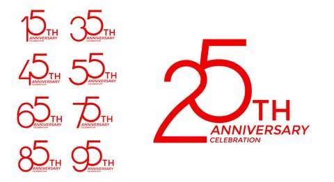 Set of anniversary logotype red flat color special edition on white backgro.. Stock Illustration