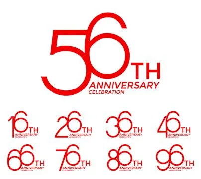 Set of anniversary logotype red flat color special edition on white backgro.. Stock Illustration