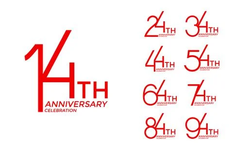 Set of anniversary logotype red flat color special edition on white backgro.. Stock Illustration