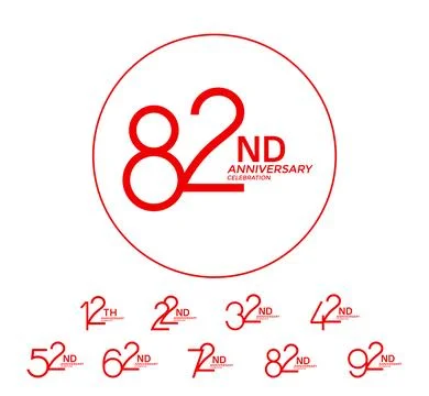 Set of anniversary logotype red flat color special edition on white backgro.. Stock Illustration