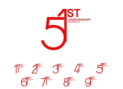 Set of anniversary logotype red flat color special edition on white backgro.. Stock Illustration