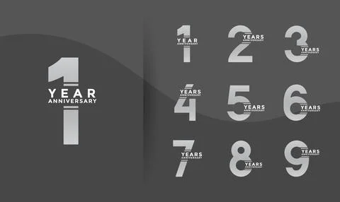 Set anniversary logotype style with silver color on black background for ce.. Stock Illustration