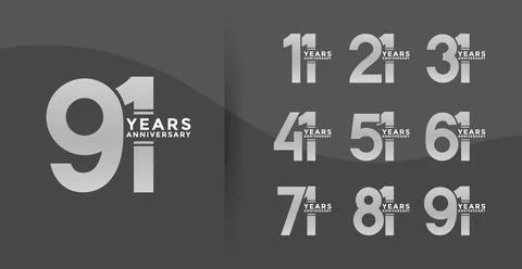 Set anniversary logotype style with silver color on black background for ce.. Stock Illustration