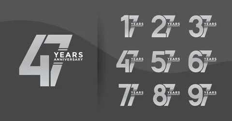 Set anniversary logotype style with silver color on black background for ce.. Stock-Illustration