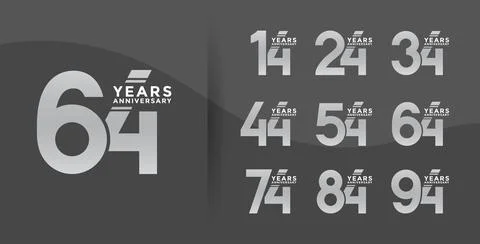 Set anniversary logotype style with silver color on black background for ce.. Stock Illustration