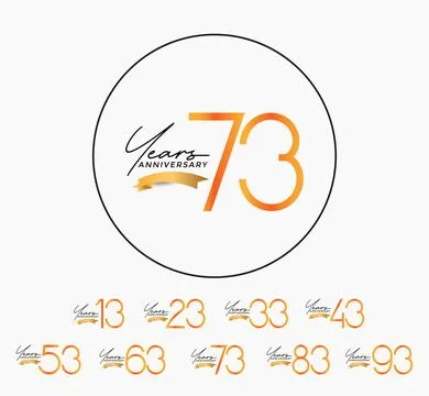 Set of anniversary orange color on white background with gold ribbon for ce.. Stock Illustration