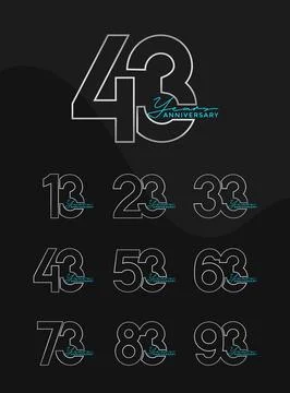Set of Anniversary outline logotype silver and green color with black backg.. Stock Illustration