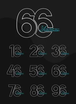 Set of Anniversary outline logotype silver and green color with black backg.. Stock Illustration