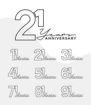 Set of Anniversary outline logotype silver and gold color with black backgr.. Stock Illustration